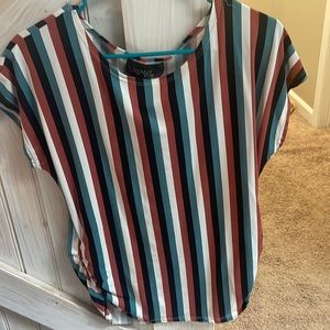 Say Anything striped top. Size L. Flattering meshes on sides.